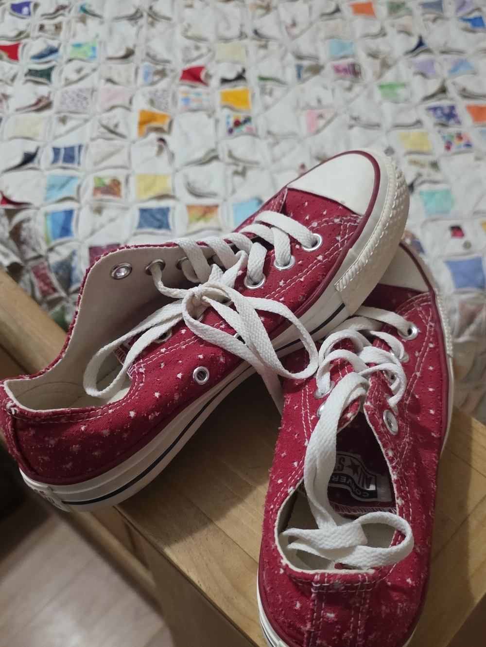 Converse Red Low-Top Sneakers with White Stars